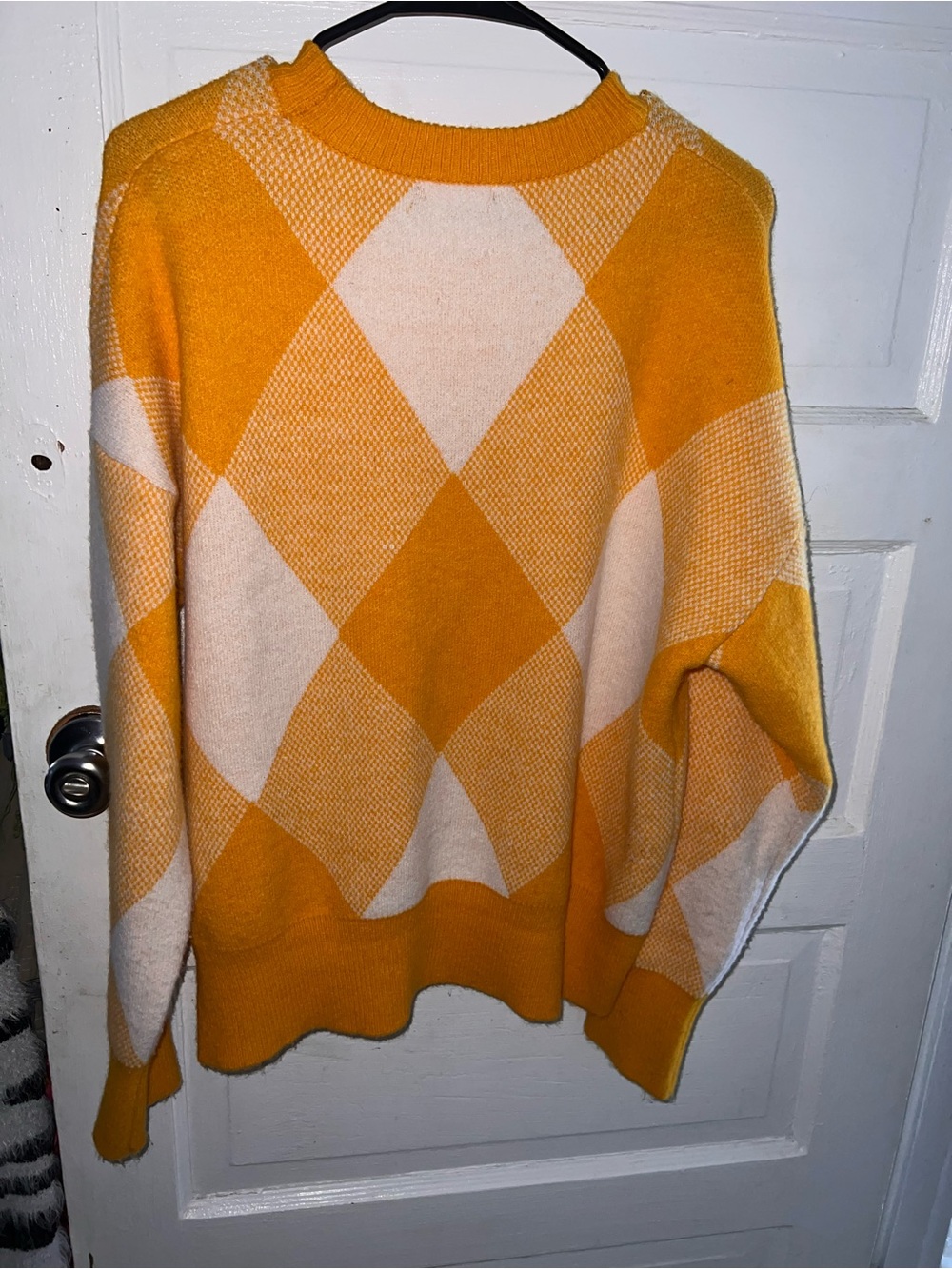 Sunshine Argyle Crewneck Sweater - Yellow & Cream